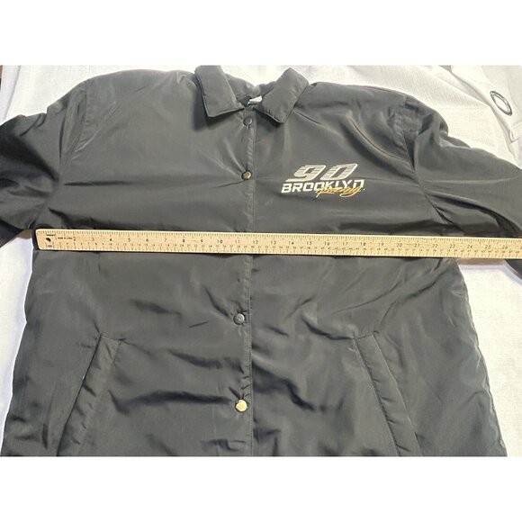 Divided by H&M Black 90 Brooklyn Racing Bomber Jacket Size Small Runs Big Coat - Picture 14 of 16